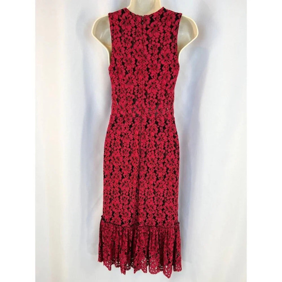 Alexia Admor Red Lace Flounce Midi Dress $265 - Picture 6 of 8